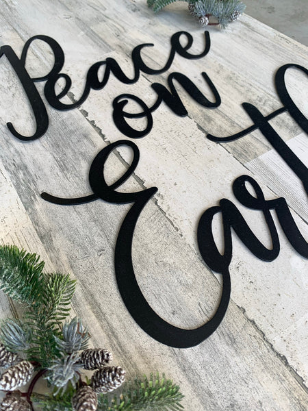 Peace on Earth Farmhouse Metal Script Words