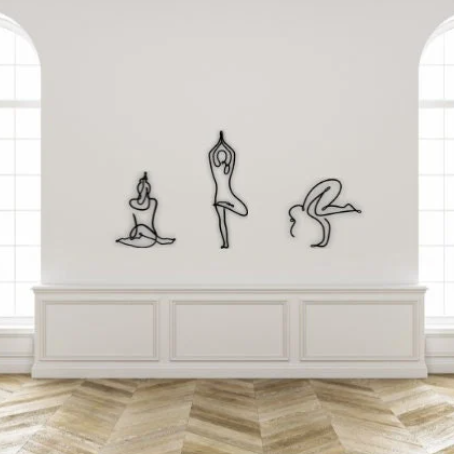 Minimalist Yoga Poses Wall Art - Set of 3