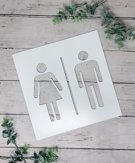 Boy Girl Cutout Framed Metal Bathroom Sign