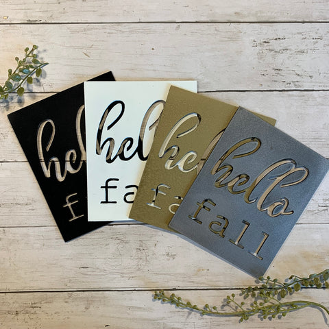Hello Fall Metal Sign