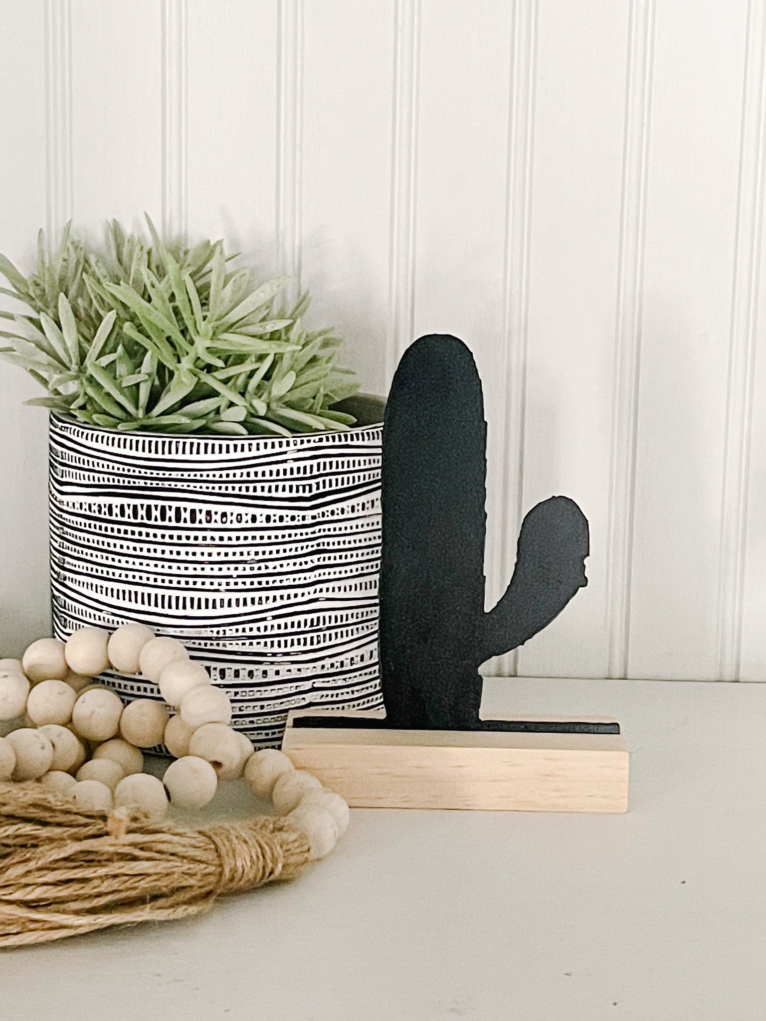 Small Cactus on Wood Stand