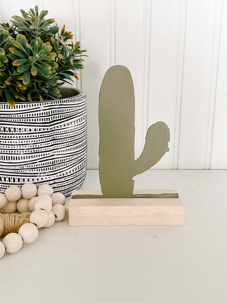 Small Cactus on Wood Stand