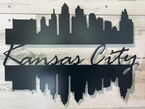 Kansas City Double Skyline Reflection | KC Skyline Metal Sign