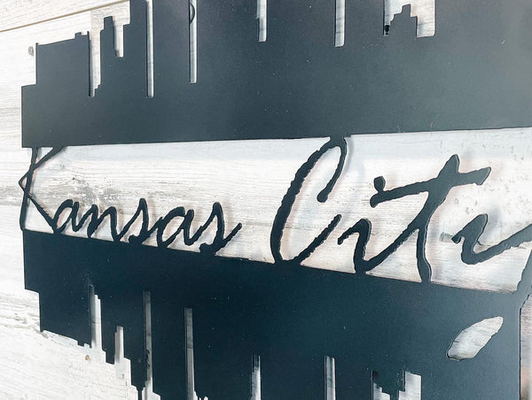 Kansas City Double Skyline Reflection | KC Skyline Metal Sign