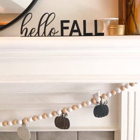hello fall metal sign for mantle