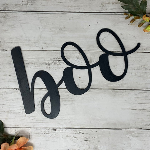 Black Metal Boo Farmhouse Script Word