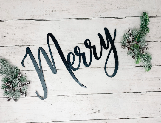 Merry Christmas Modern Farmhouse Script Words