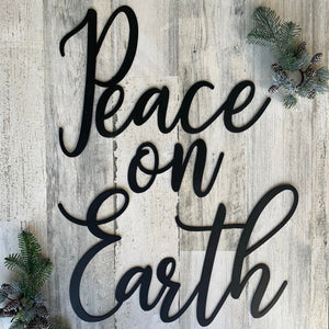 Peace on Earth Farmhouse Metal Script Words