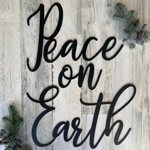 Peace on Earth Farmhouse Metal Script Words