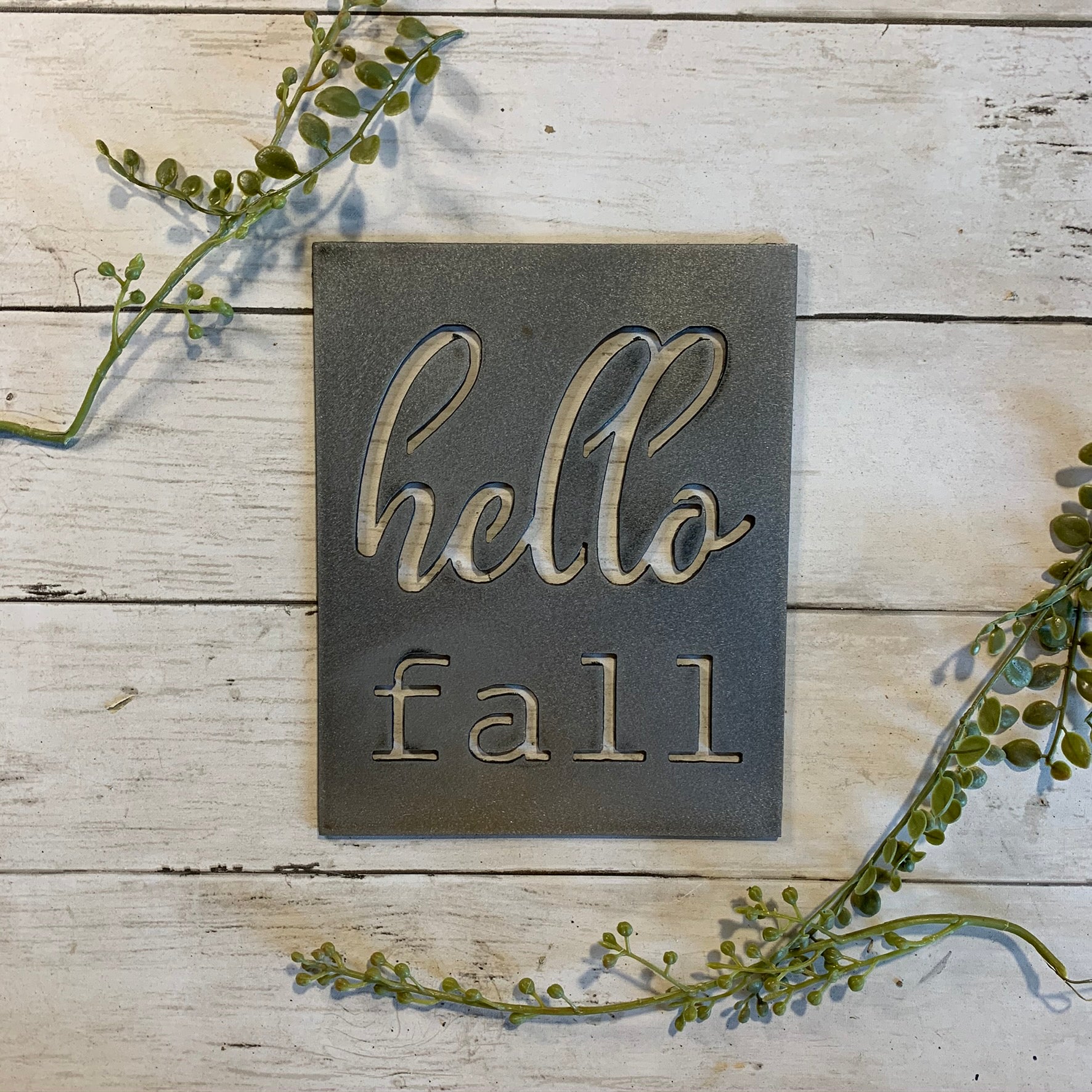 Hello Fall Metal Sign